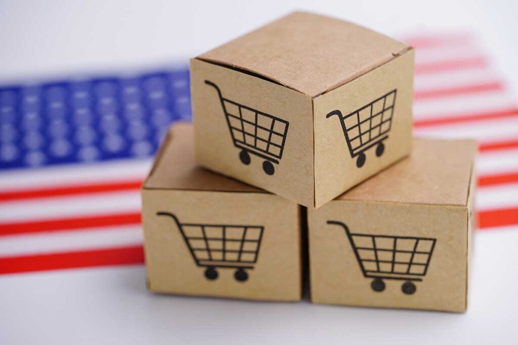 delivery-boxes-on-US-flag-background